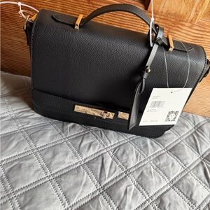 Anne Klein Black Leather Crossbody Bag